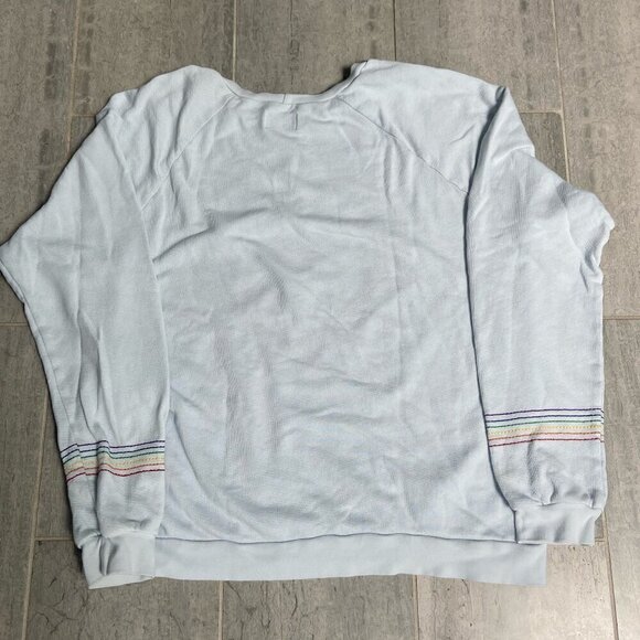 Lauren Moshi Embroidered Heart Crew Neck Sweatshirt Light Blue Size Medium - Picture 8 of 8